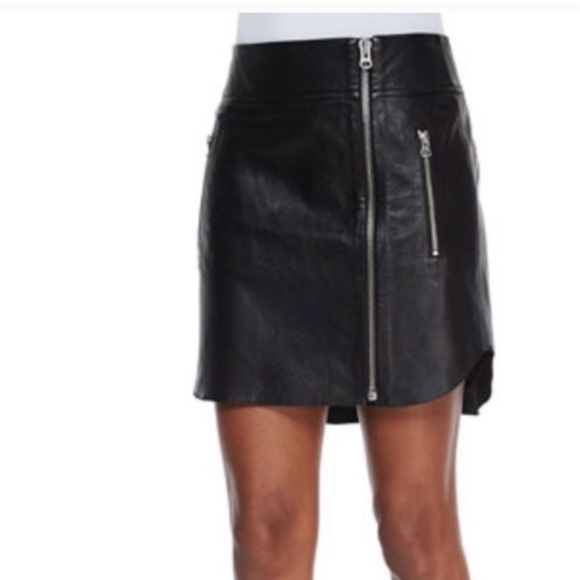 McQ Alexander McQueen grained leather biker skirt